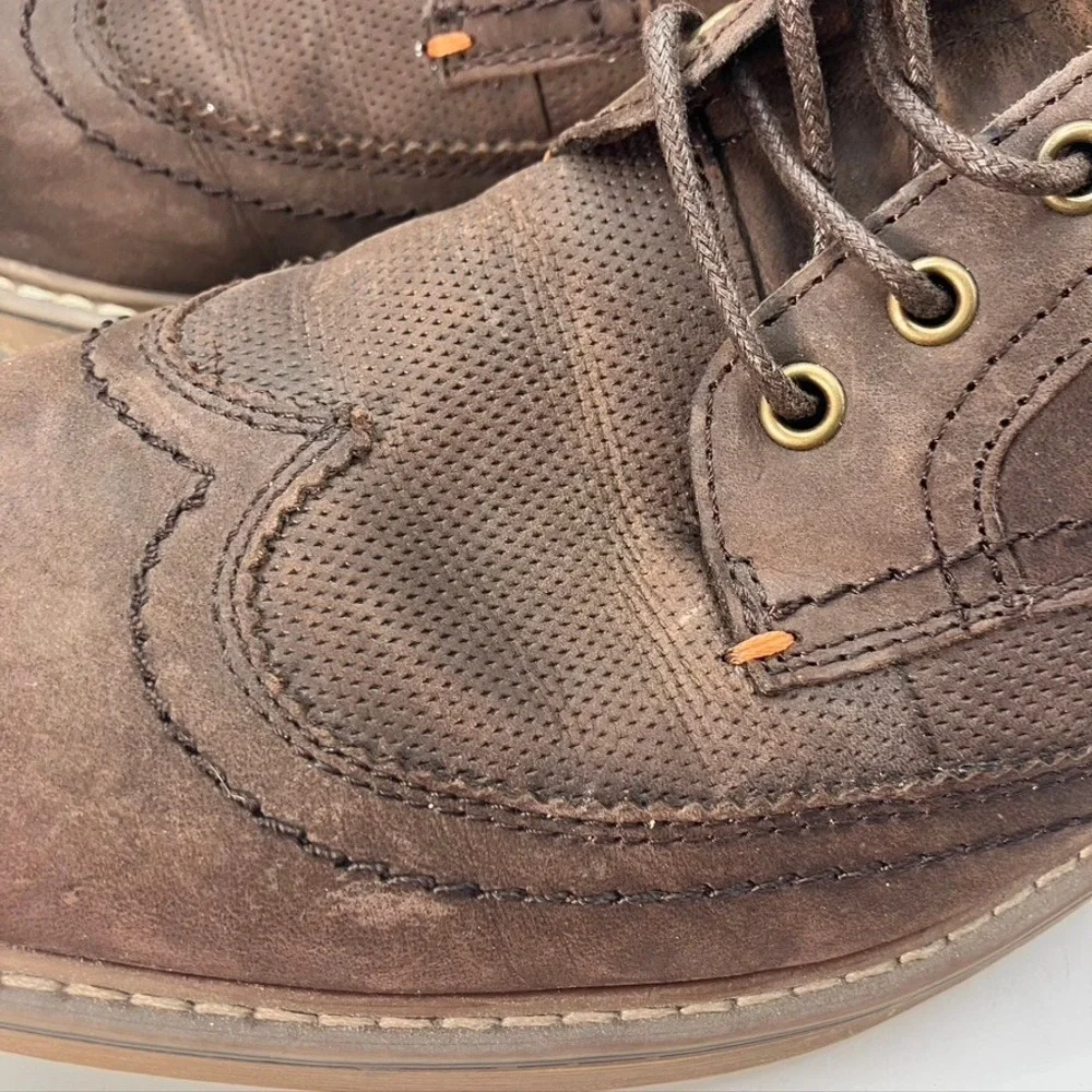 Arkbird Men's Brown Leather Wingtip Brogue Oxford Dress‎ Shoes Size US 9.5